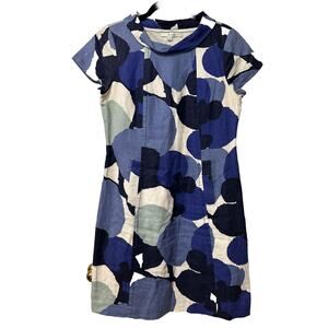 Borden Woman's Dress Short Sleeve Blue Print Size 8L